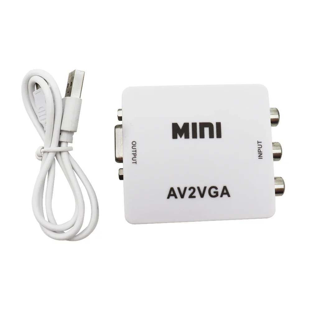 AV2VGA 1080P RCA AV to VGA with 3.5mm Audio Video Conversor CVBS + Audio to PC HDMI Converter Mini Video Convertor