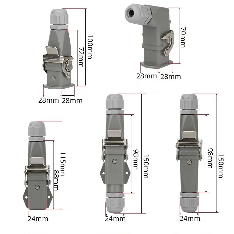 HDC-HA Heavy Duty Connector 4/5/6/8 Pins Core Aviation Industry Waterproof Plug Socket Connector 10A/16A 250V/400V