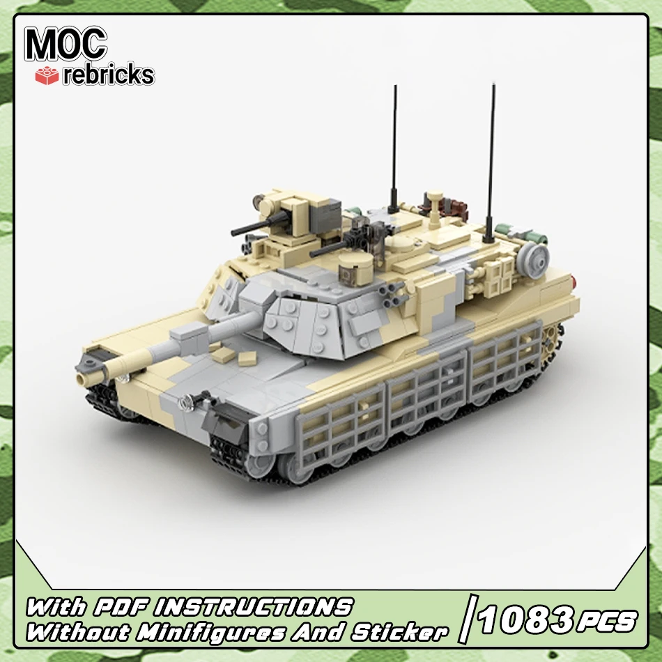 

MOC Военная серия M1A2 Абрамы Американский современный главный боевой танк Строительный блок Модель Кирпичи Набор игрушек Детские подарки на день рождения