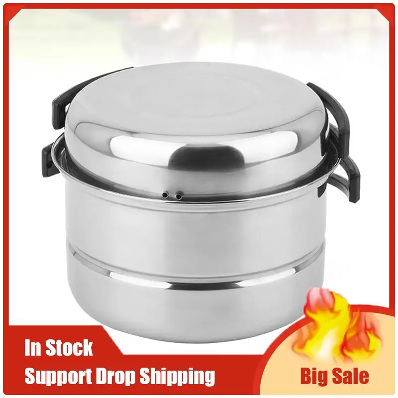 A35F جديد 3 قطعة مجموعة التخييم في الهواء الطلق نزهة وعاء الفولاذ المقاوم للصدأ تجهيزات المطابخ نزهة مجموعة أدوات الطبخ مجموعة ل 2-3 أشخاص (فضي)