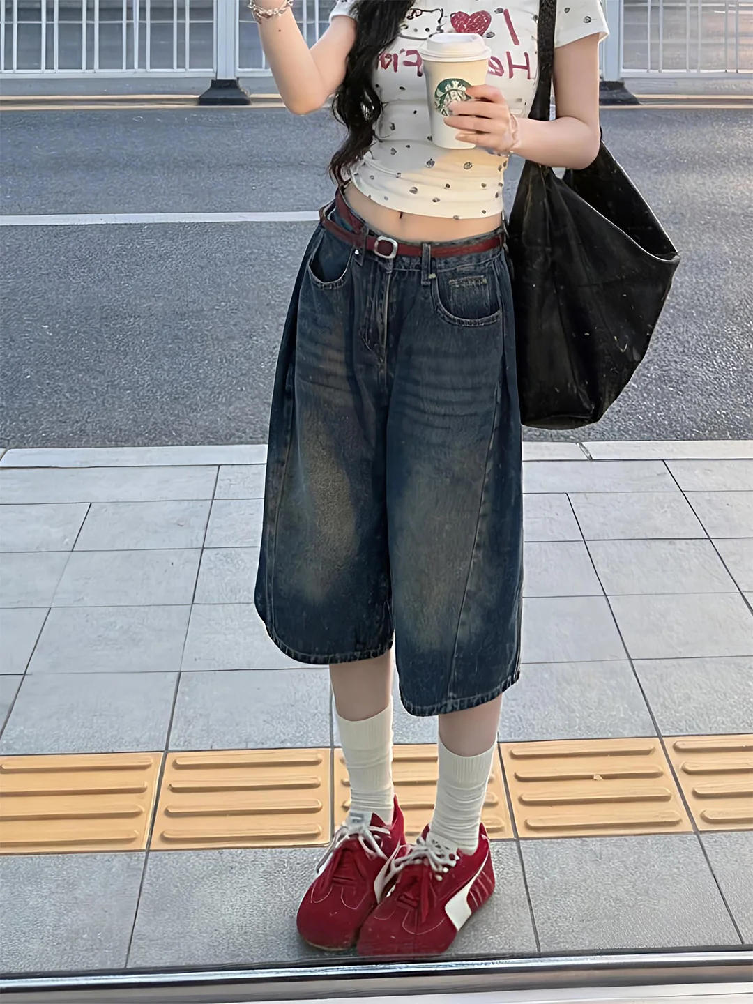 

Summer 2026 Women's Denim Five-Point Shorts Slim Fit Thin Version Loose High Waist Vintage Washed American Style Wide Leg Jeans