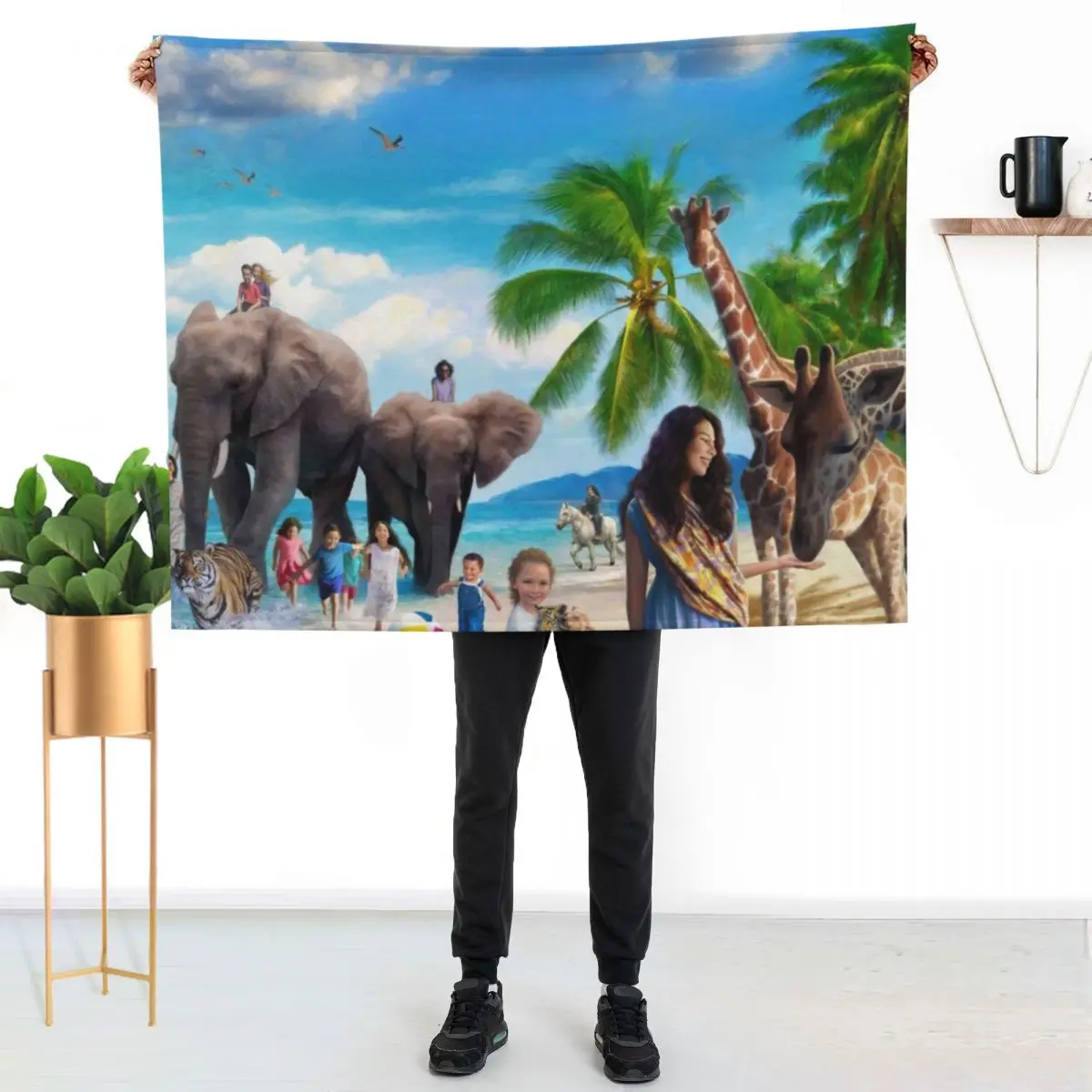 Beach Paradise Throw Blanket Luxury Designer Picnic Plaid Heavy Decorative Throw Beach Blankets