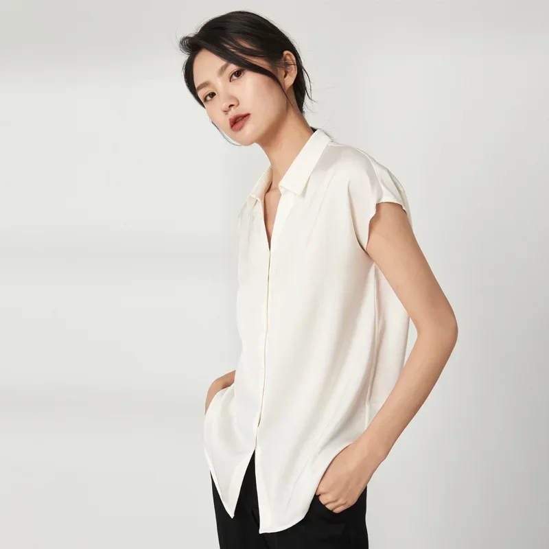23 MM Heavy Silk Short-sleeved Shirt Women\'s 2025 Summer New Mulberry Silk T-shirt Double Joe Satin Sleeveless Top Women