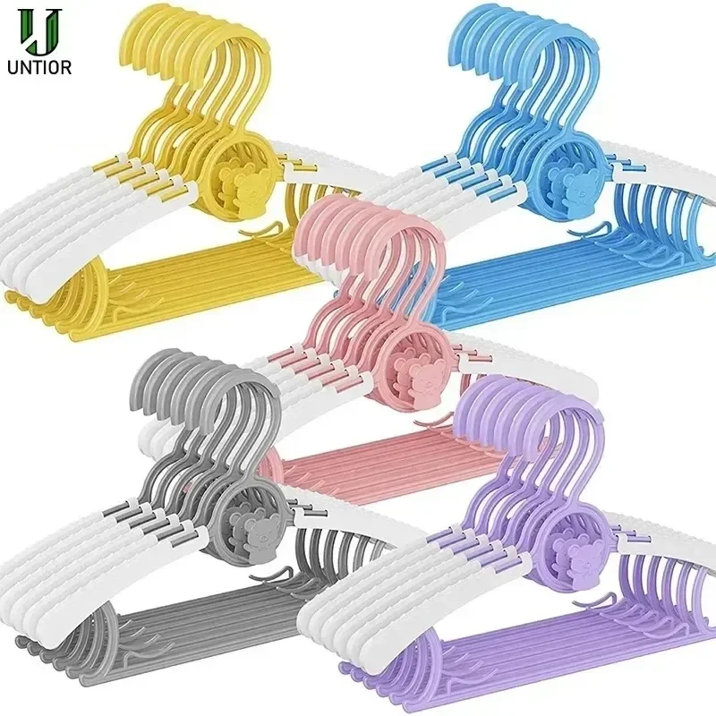 UNTIOR-Non-Slip Baby Clothes Hanger,cabides de armazenamento ajustáveis, bonito Kids Clothes Organizer, Baby Coats Rack