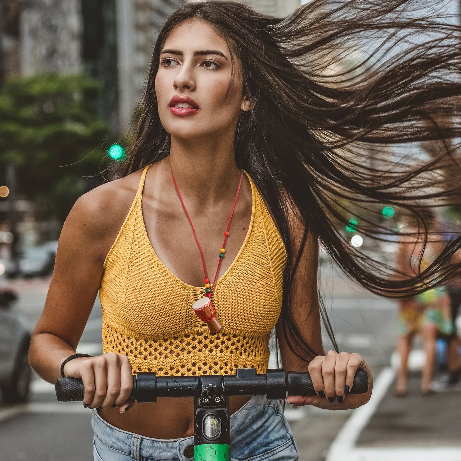 

African Drum Necklace H crafted Wood Mini Percussion Instrument Child Home Decor African H Drum Mini Desktop Gift