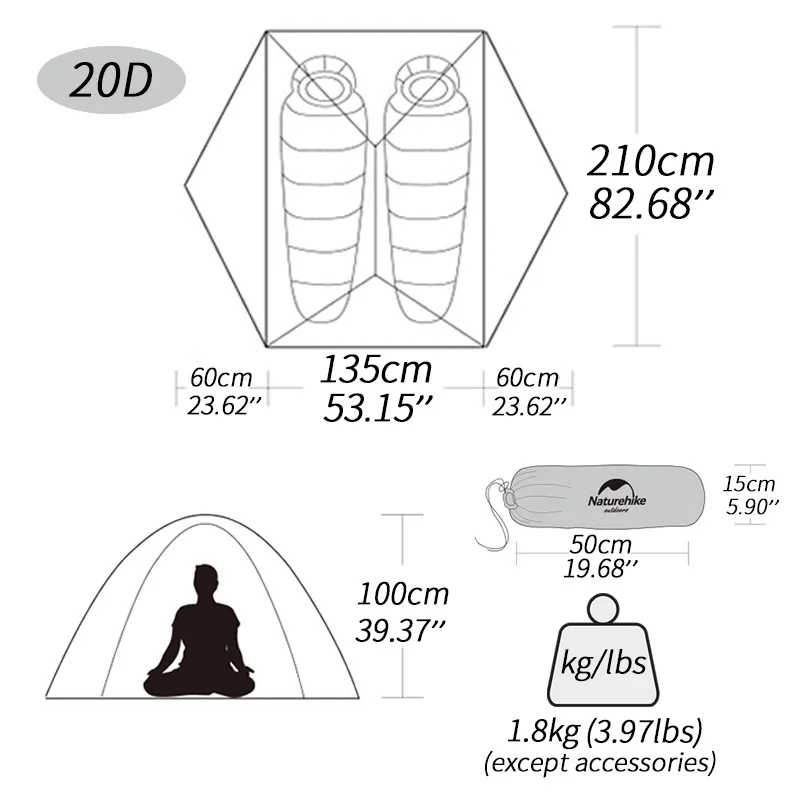 Naturehike tenda da campeggio Mongar 2 persone tenda Cloud Up 1 2 3 persone tenda Star River tenda ultraleggera portatile da trekking all\'aperto