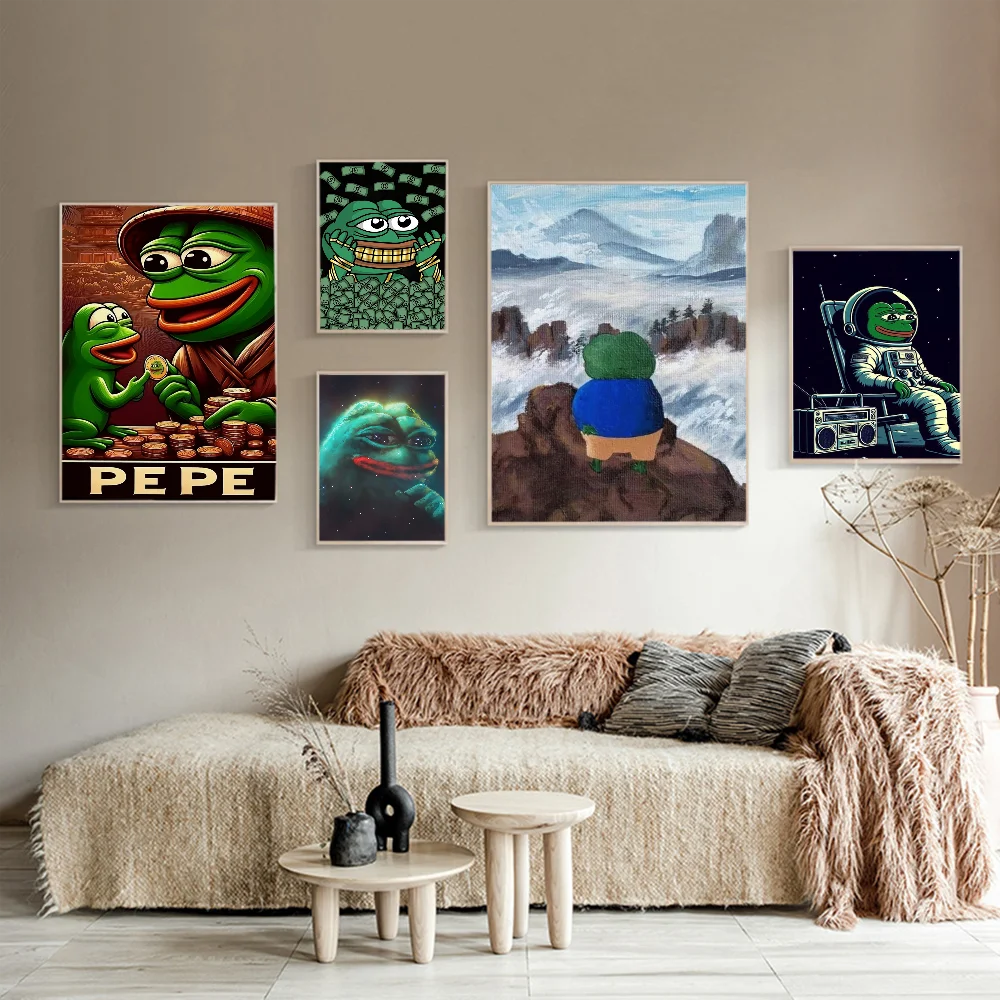 Sad Frog Pepe Vintage Posters Sticky Retro Kraft Paper Sticker DIY Room Bar Cafe Kawaii Room Decor