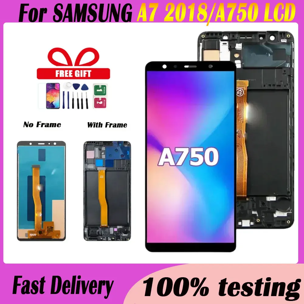 

Super Amoled For Samsung Galaxy A7 2018/A750/SM-A750F LCD Display with Touch Screen Digitizer Assembly For Samsung A750 Replace