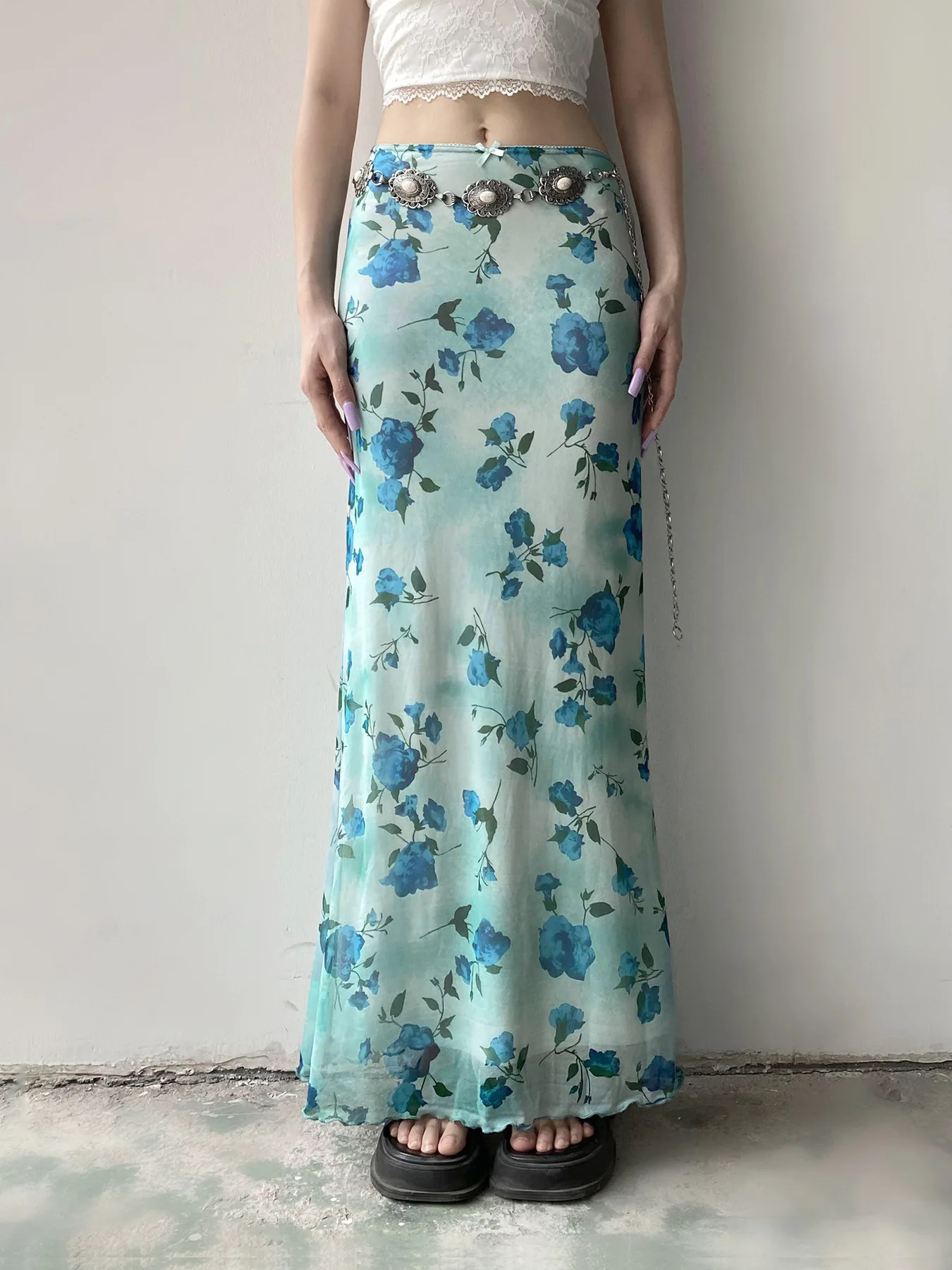 

Bodycon Skirt Gothic Woman Winter Thermal Irregular Punk Halloween Nightclub Ladies Metal Studded Rivet Chain Edgy Cool Neutral