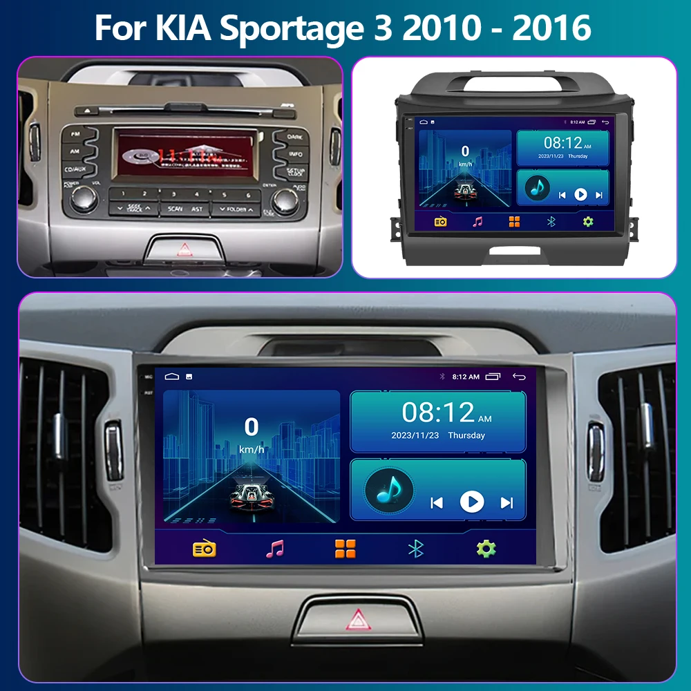 2din Android 13 For KIA Sportage 3 2010-2016 Car Radio Multimedia 4G Car Multimedia GPS autoradio System Wireless CarPlay DSP