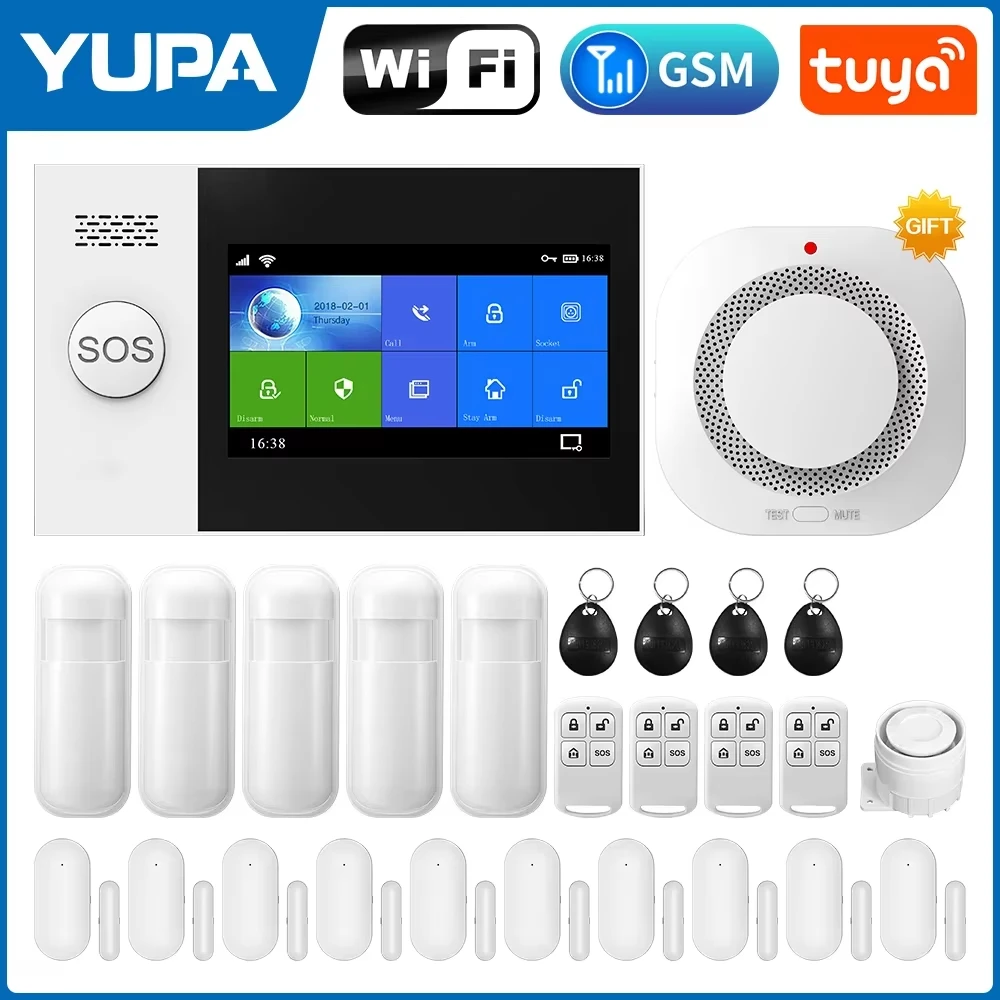 YUPA-sistema de alarma PIR para el hogar, Detector de puertas, alarma Solar para exteriores, 433Mhz, GSM, inalámbrico, antirrobo