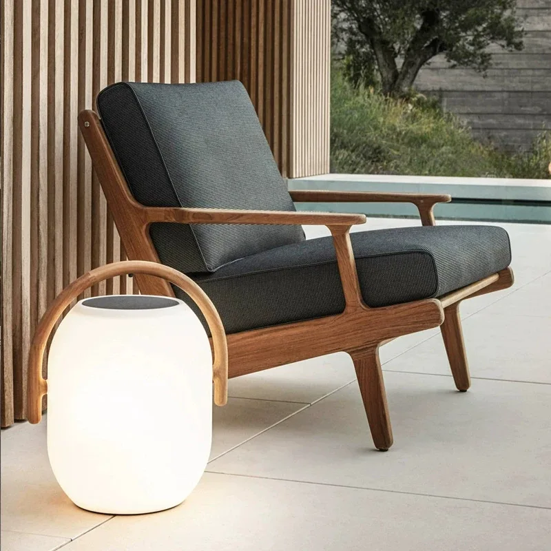 Rattan sofa teak outdoor furniture leisure open-air balcony villa rain and sun protection courtyard garden old single