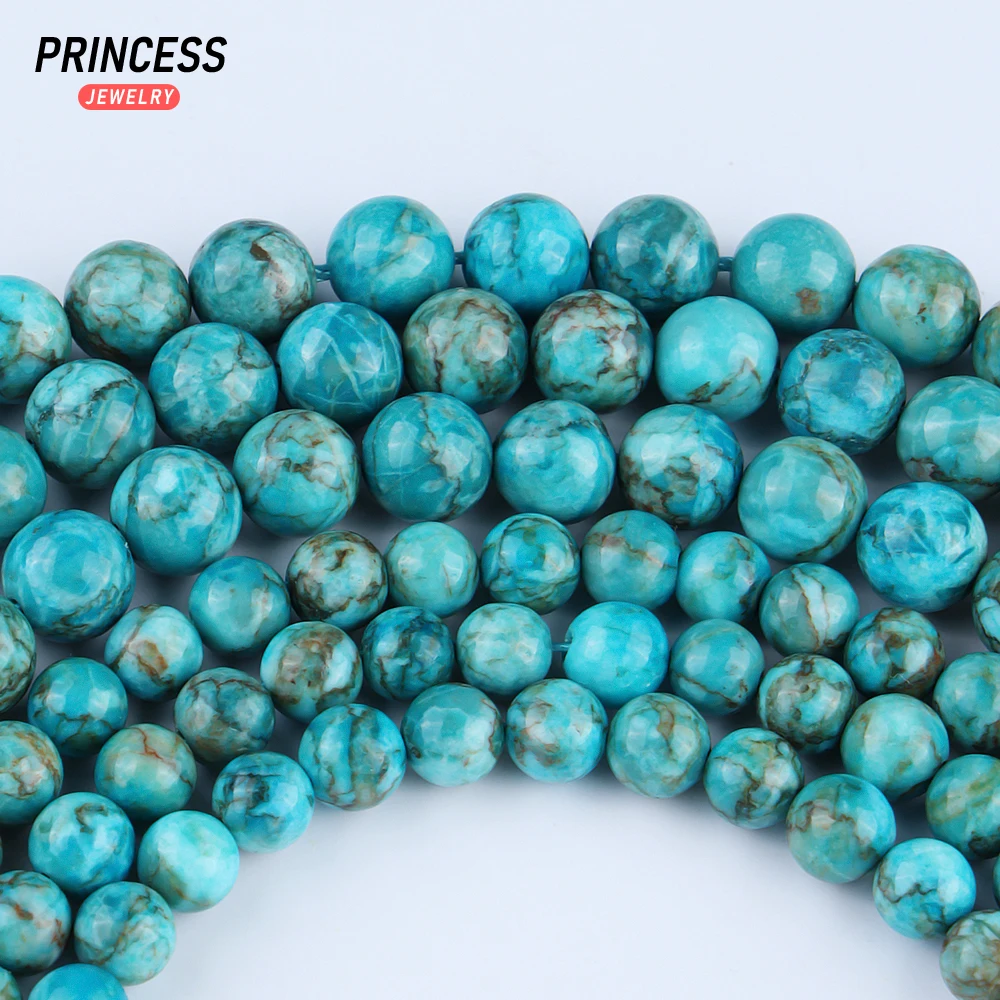 A+ Natural South African Blue Turquoise Stone Beads for Jewelry Making Bracelets Necklace DIY Accessories Wholesale 6 8 10mm