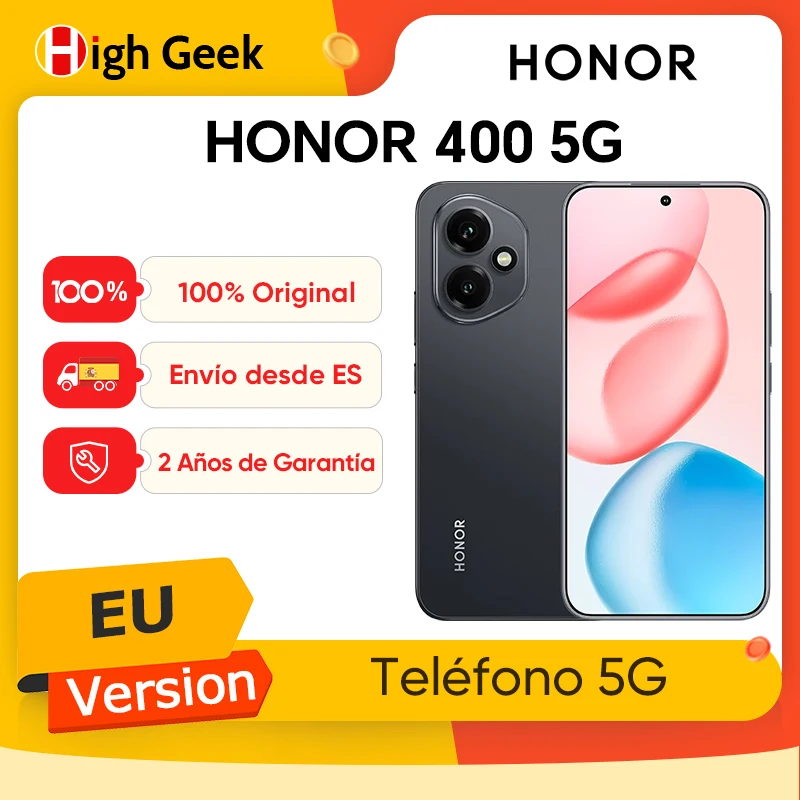 Versión EU HONOR 400 5G Smartphone, Cámara Principal IA Ultra Clara de 200MP, Batería Qualcomm de 5300mAh, Snapdragon 7 Gen 3, Resistencia al Agua IP65