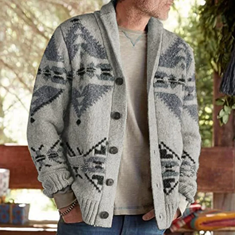 Men's large pattern is elegant new knitted jacket for autumn and winter