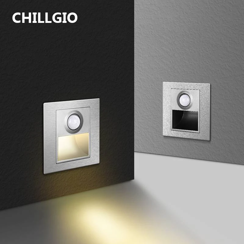 

CHILLGIO Interior Sensor Ressessed Staircase Lamp Nordic Modern Ladder Led Corner Night Sconce Home Step Indoor Stair Wall Light