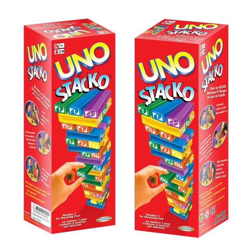 

UNO Stacko Game Stacking Color Tower Family Party Interactive Parent-Child Puzzle Boardgame Kids Build Draw Learn Toys