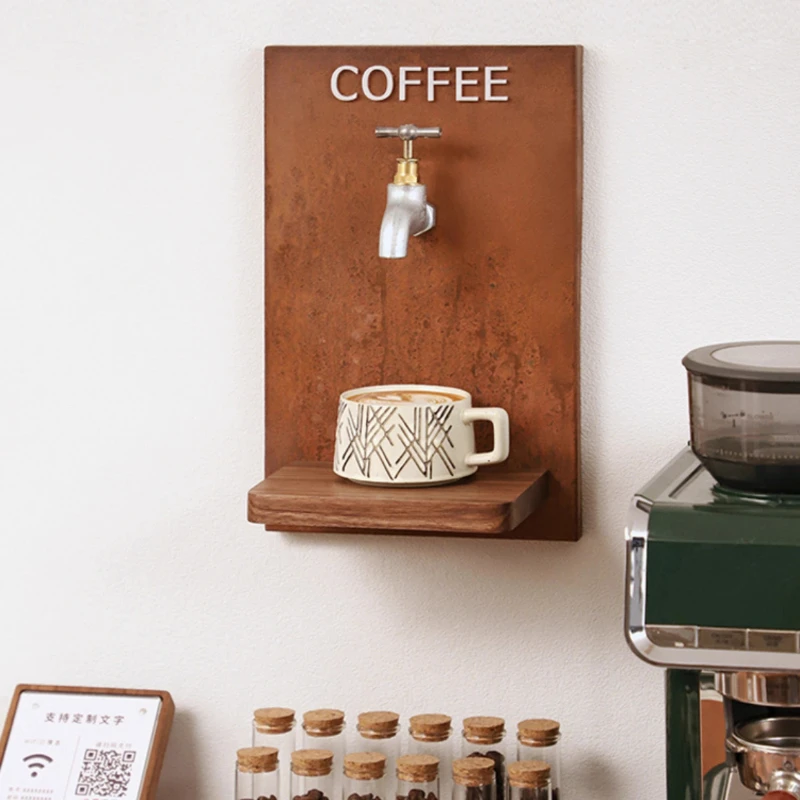 

Coffee Shop Fun Decor, Atmosphere Setup with Wooden Art Installation, Durable Wall-Mounted Wooden Sign for Coffee Shop or Cafe