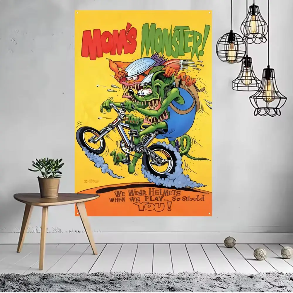 Multi-sizes Ratte Fink Meine Garage Flags Flags for indoor decoration with no edging and four corner rings for easy hanging