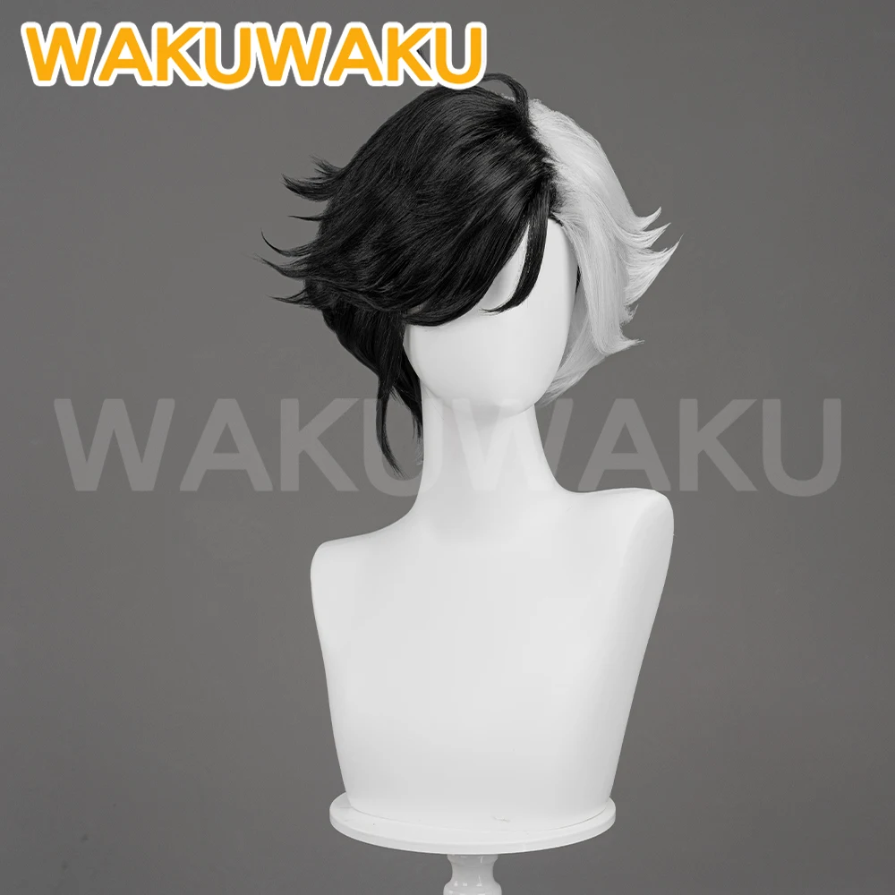 Luna Snow Wig Game Cosplay Wig WakuWaku Women 35cm Black White Short Hair Luna Snow Cosplay Free Wig Cap