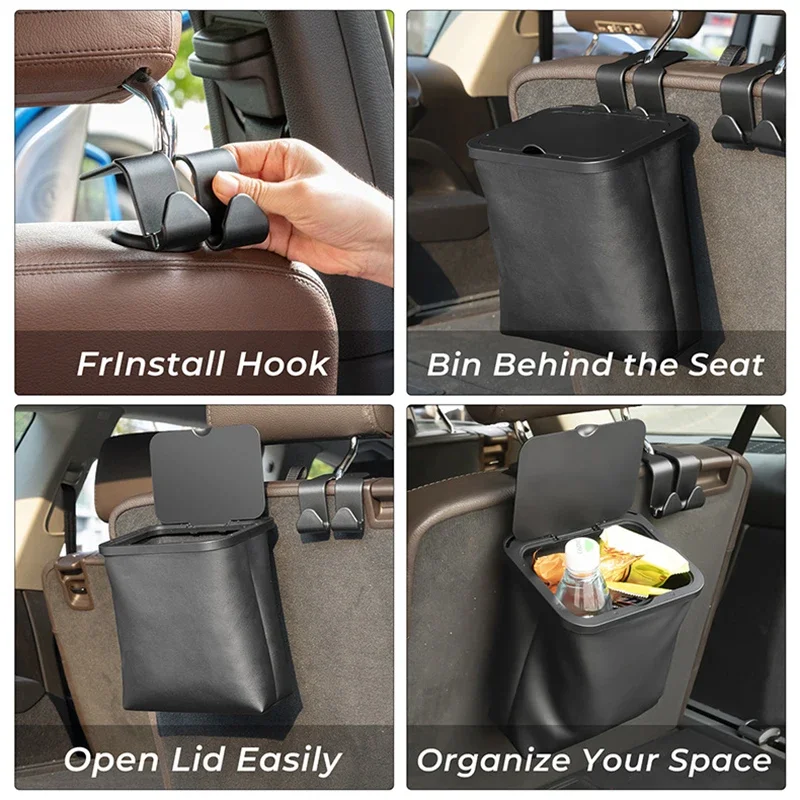 Car Trash Can Bin Organizer Garbage Cars Storage Pockets For Trash Can Closeable Waterproof outer skin Portable Car Accessories