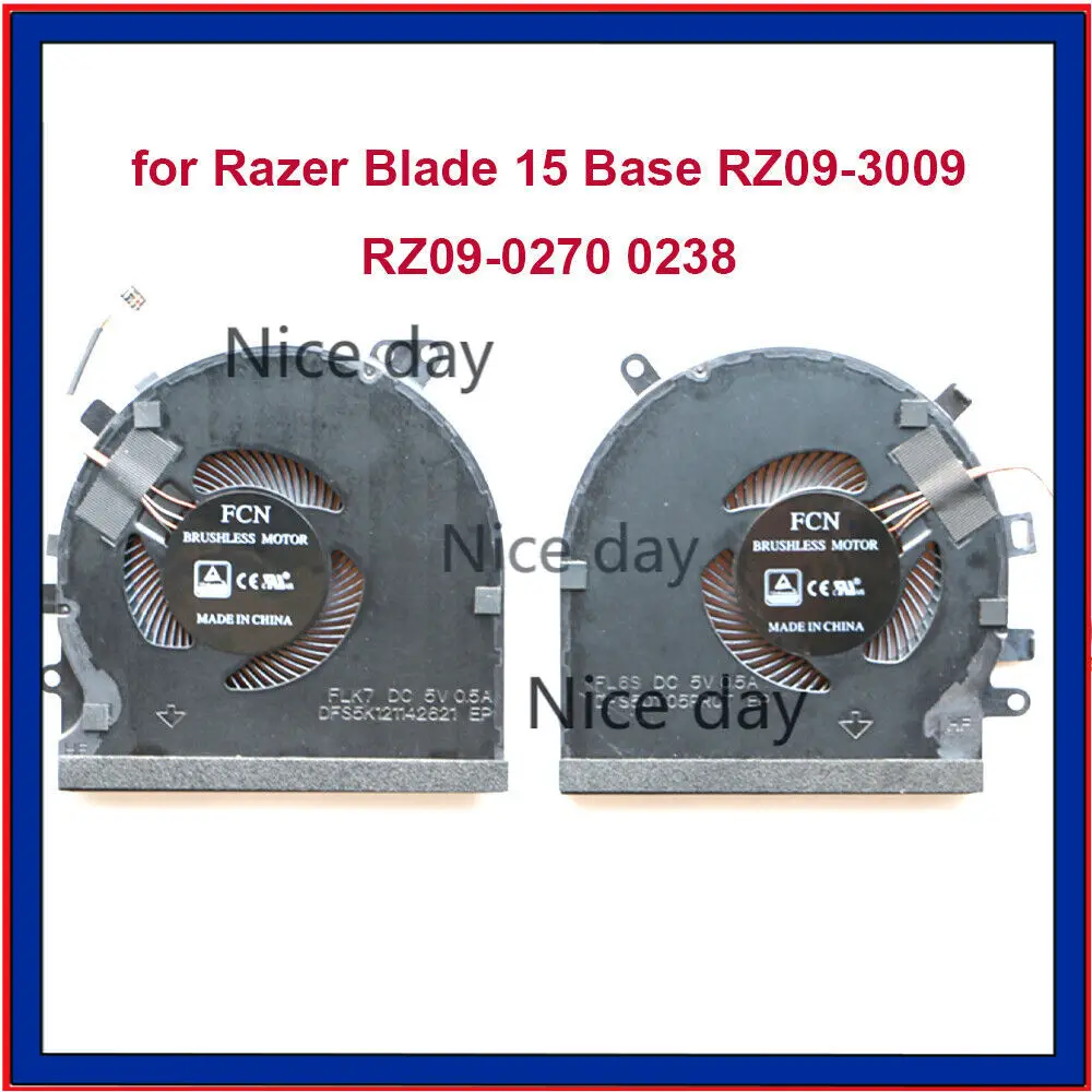 CPU GPU Fans for Razer Blade 15 Base RZ09-3009 0270 RZ09-0328 Dfs501105pr0t