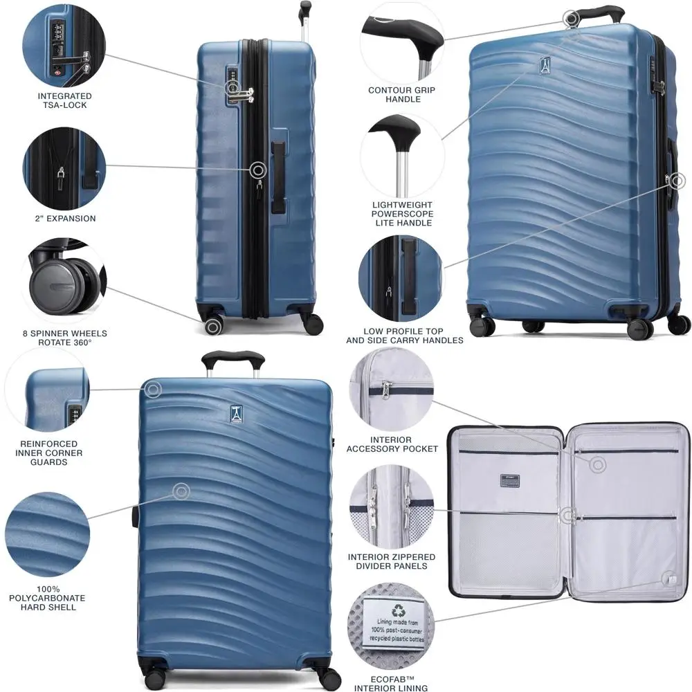 

Lightweight Expandable Hardshell Luggage with 8 Spinners, TSA Lock, 28-Inch Blue Suitcase for Checked-In Travel