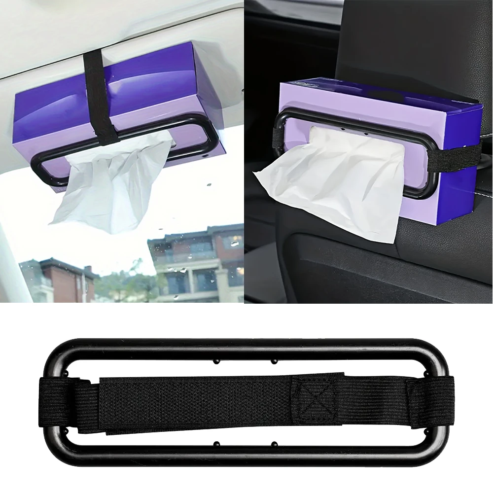 Car Sun Visor Tissue Holder - Adjustable Strap, Easy-To-Use Clip Design, Securely Stores Tissues In Your Vehicle