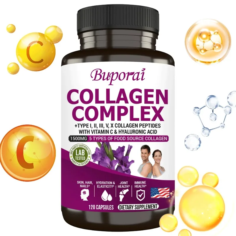 

Complex Collagen Supplement - Anti-Aging, Hair Skin Nails Digestion & Joints, Hydrolyzed Collagen Supplement, Women & Men