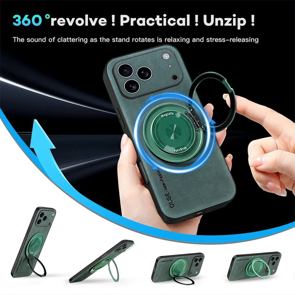 Retro PU Leather Astronaut Pattern For Magsafe Magnetic Case For iPhone 17 Air 16E 15 14 Puls 13 12 11 Pro Max Shockproof Cover