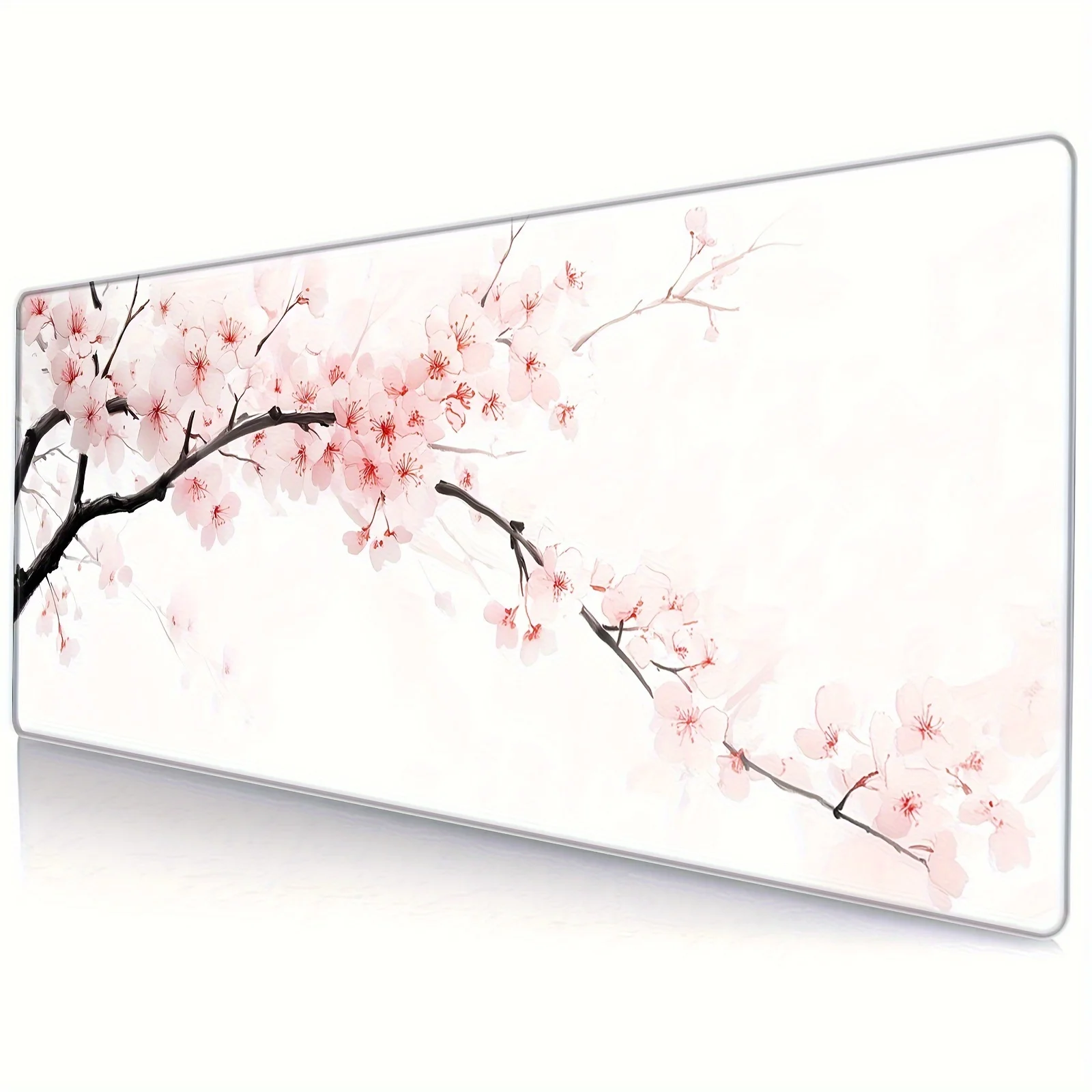 Exquisite Sakura mouse pad, non-slip and wear-resistant rubber base with stitched edges, keyboard mat suitable for office use