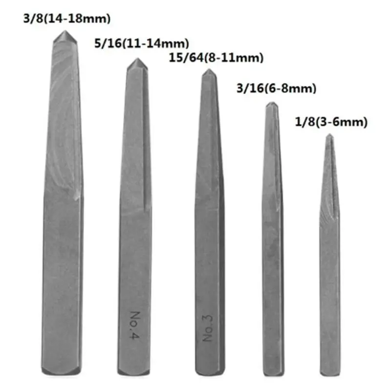 M12K-Easy-Out Screw Extractor 5Pcs Quickly Remove Or Stripped Fasteners For 3/16Inch To 5/8Inch