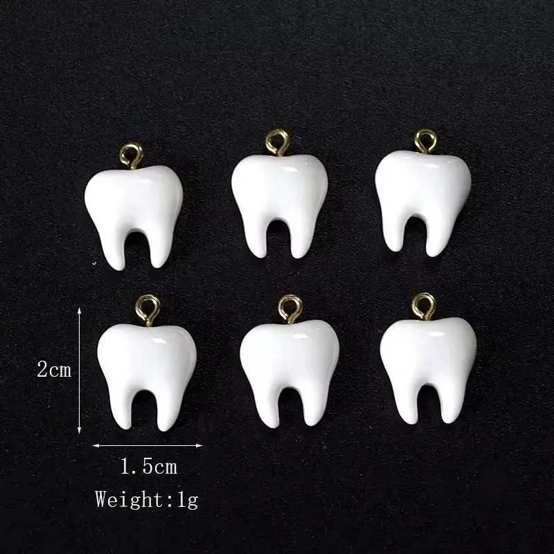 10PCS Cute Small White Teeth Resin Pendants Mini Charms Supplies For DIY Earrings Necklaces Jewelry Making Decor