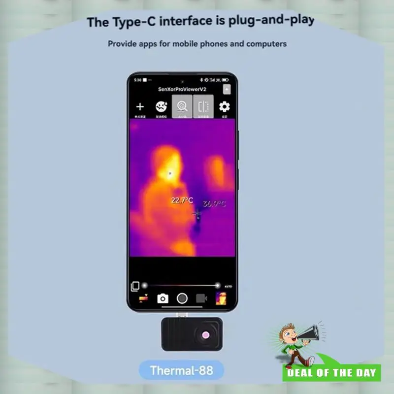 Cámara de imagen térmica IR para teléfono inteligente con entrega en 24 horas, resolución de 160x120, puerto tipo C, opciones Plug And Play para 88 °   FOV, Aluminio