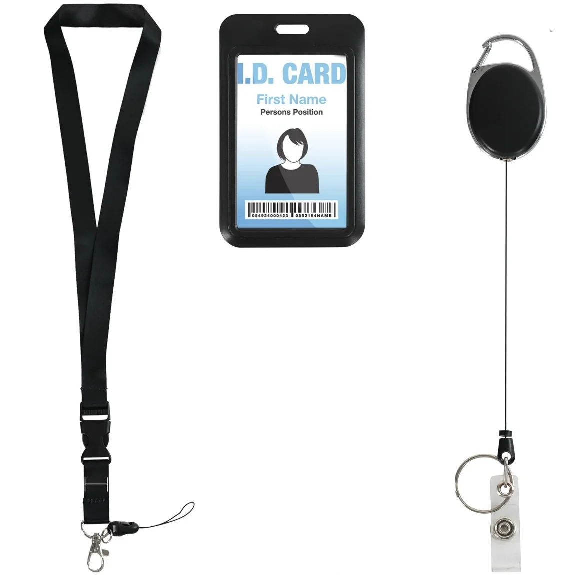 Sliding Vertical Card Holders with Retractable Badge Reel, Clear Window for ABS Badge Holder, Perfect for Office,Teacher