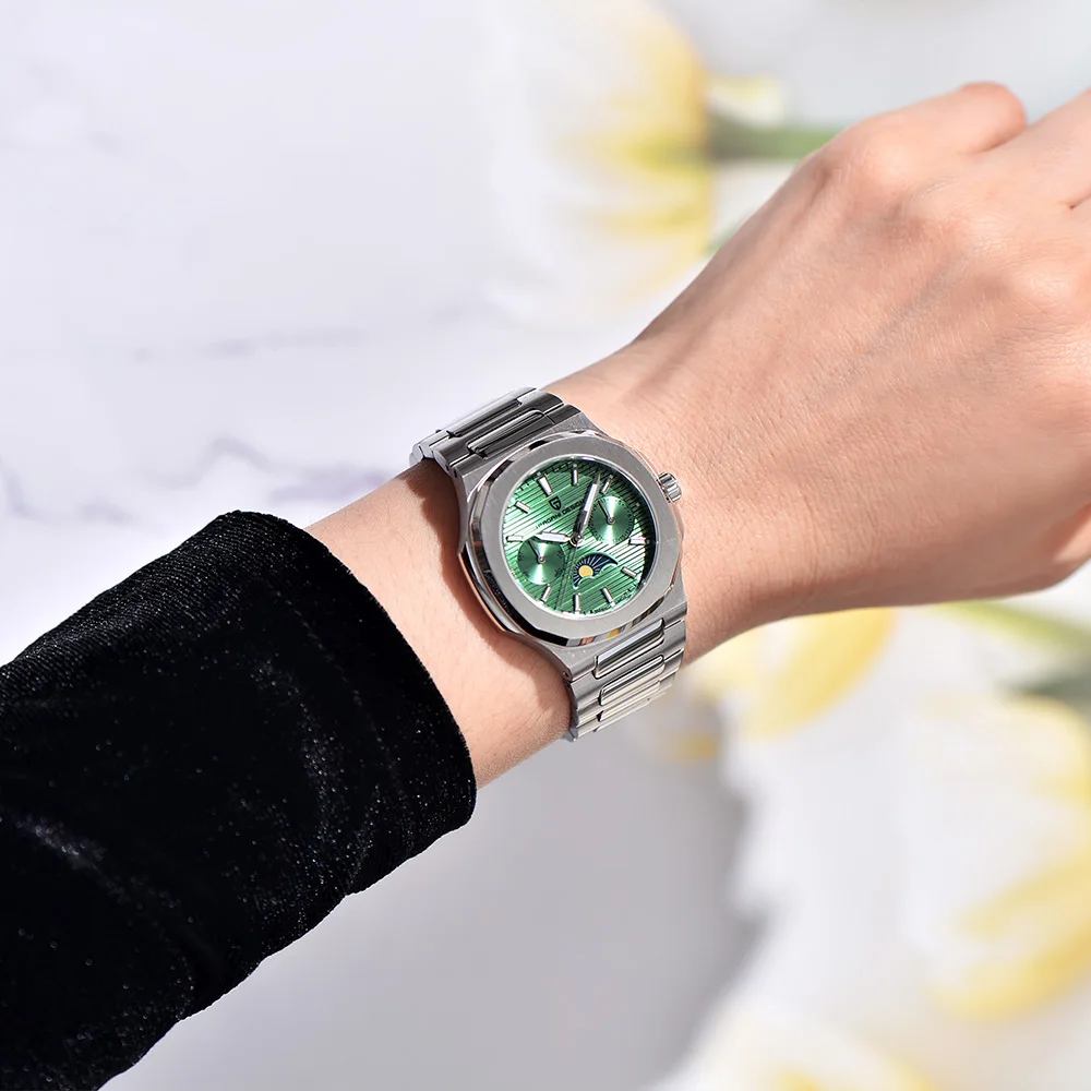 

Новые женские часы Pagani Design 2026 года, роскошные кварцевые часы VX3HA с фазами Луны, сапфировым стеклом, из нержавеющей стали, водонепроницаемые