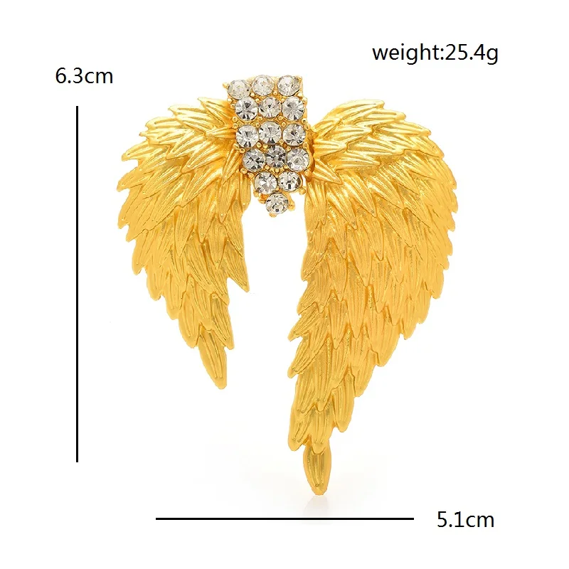 Wuli&baby Big Golden-color Wing Brooches For Women Unisex Very Beauty Feather-wings Party Office Brooch Pins Gifts