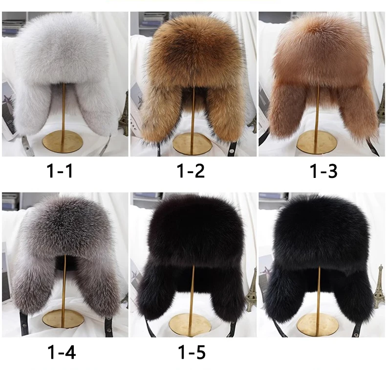 Winter 100% Echtes Silberfuchsfell Bombermütze Waschbärpelz Mütze Neue Herren-Ushanka Trapper Russische Herren-Skimütze Echte Lederkappen – Detail 10