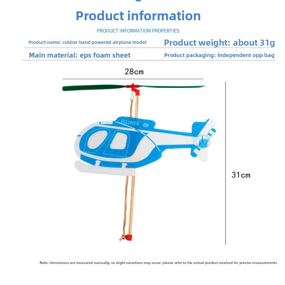Ligthweight Airplane Glider Model Popular Multistyles Rubber Band Powered Helicopter Students Flight Competition for Outdoor