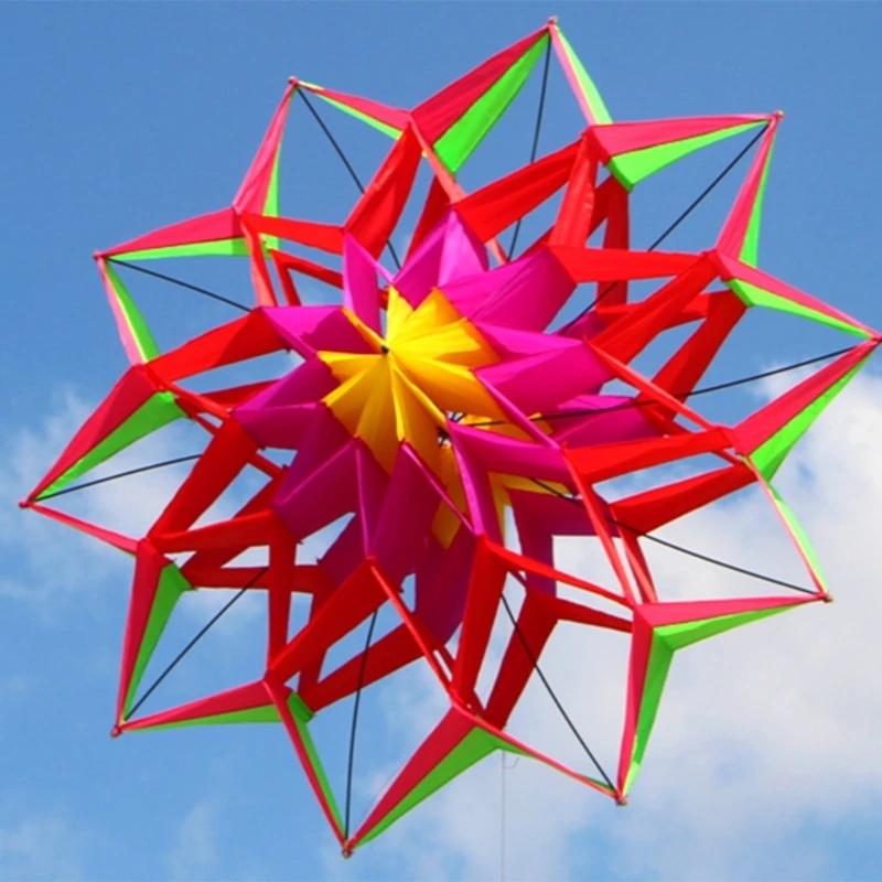 Premium Checkered Fabric 3D Flower Kites Handmade For Boys Outdoor Play Stable Flight In Strong Winds 15UB