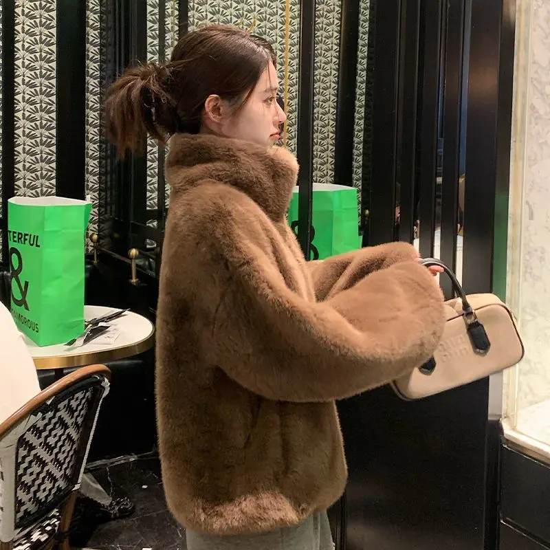 

Imitation Mink Velvet Jacket Women New Fur Coat Winter 2026 Short Outerwear Environmental Protection Mao Mao Overcoat Ladies Top