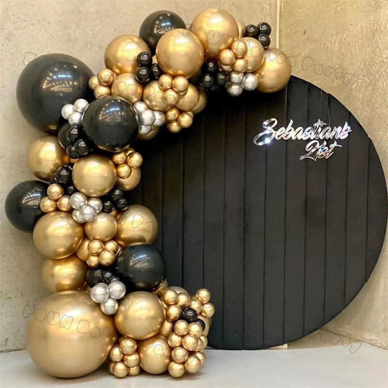 Black Gold Birthday Balloons Arch Kits Silver Beige Gold Confetti Baloon Birthday Wedding Decoration Baptism Graduation Decor