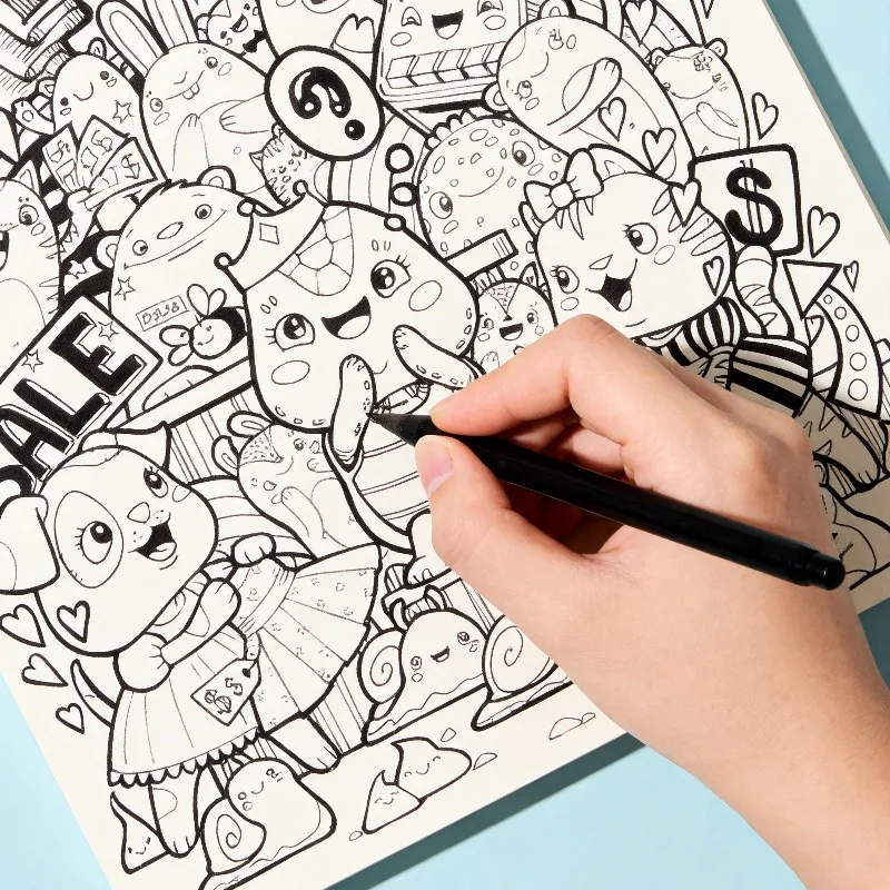 A Cartoon Graffiti Coloring Book, A High-definition Line Draft Copy, An Art Creation Drawing Book, 21x14cm, 24 Vivid Patterns