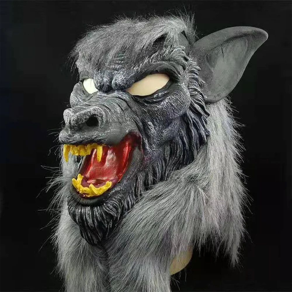 Horror Werewolf Costumes Halloween Cosplay Wolf Mask Werewolf Claws Set Gloves Terror Role Play Prank Props Creepy Wolf Headgear