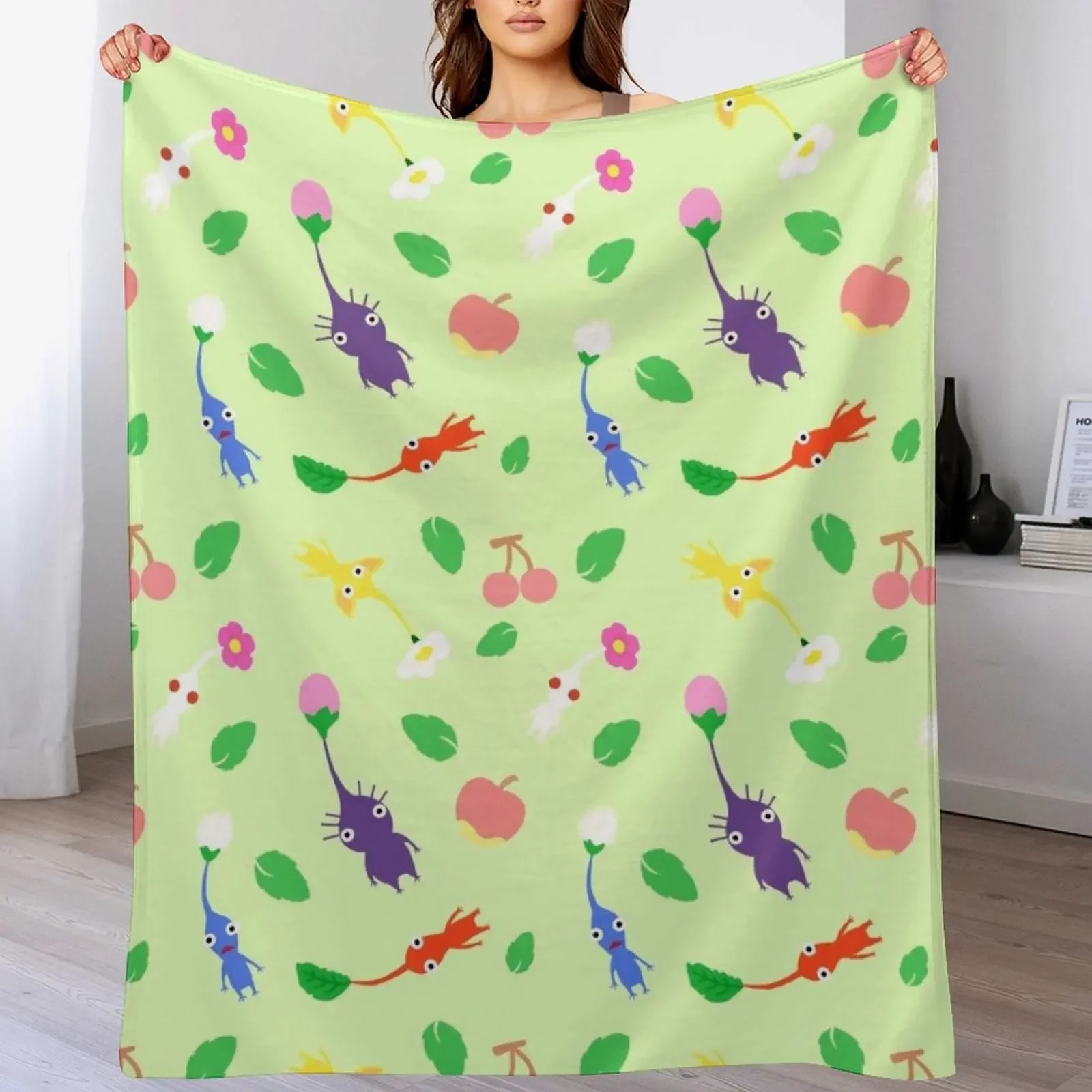 

cute pikmin pattern Throw Blanket Sofa Quilt anime warm for winter decorative Blankets