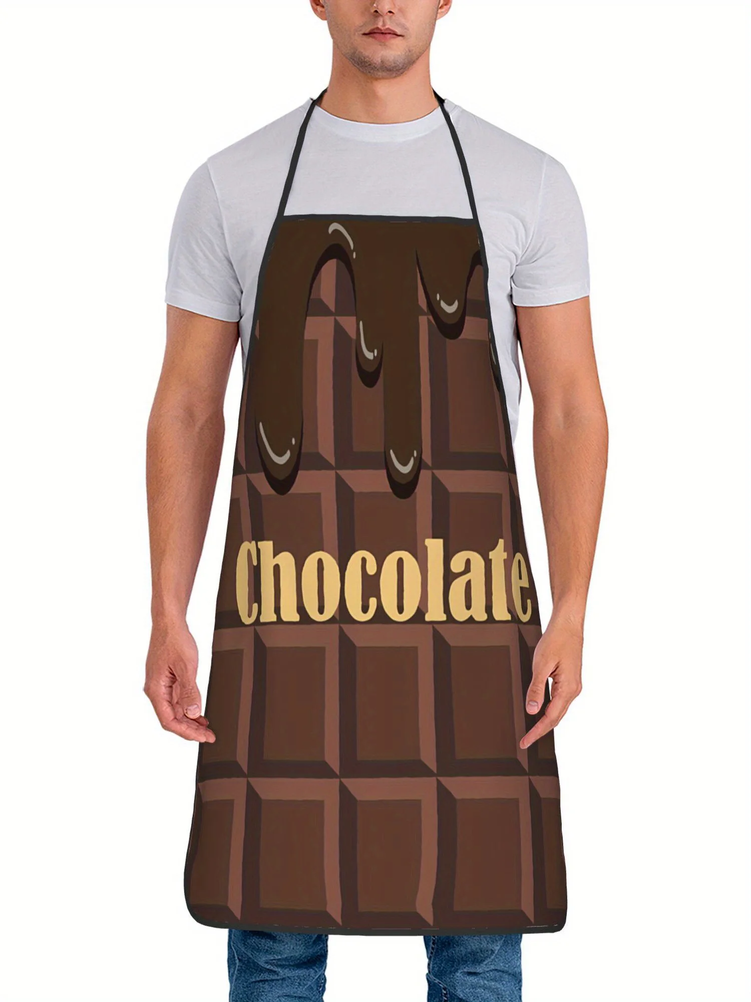 Retro Style Chocolate Theme Print Apron Durable Fabric for Baking Candy Making and Chocolate Crafting