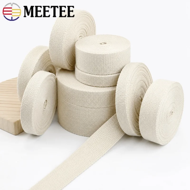 2-20M 10-50mm Cotton Webbing Tape Thick Canvas Strap for Backpacks Handbags Belts Garment Trim Sewing Binding DIY Craft Supplies