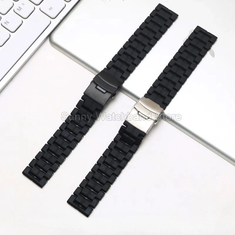 ألياف الكربون البلاستيك الصلب حزام ساعة اليد ل Luminox 0151 3080 3150 3581 أسود 23 مللي متر واجهة مسطحة للطي مشبك مريح #4