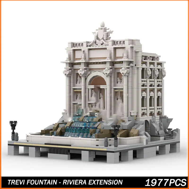 

MOC Building Block MOC Street View Trevi Fountain Model Brick Toys Particle Creative Education Juguetes Xmas Gifts 1977PCS