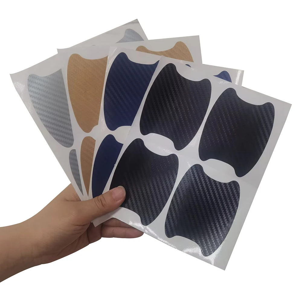 4 Pcs Universal Handle Sticker Car Door Handle Bumper Sticker Paper Protective Film Carbon Fiber Handle Wrist Bumper Sticker